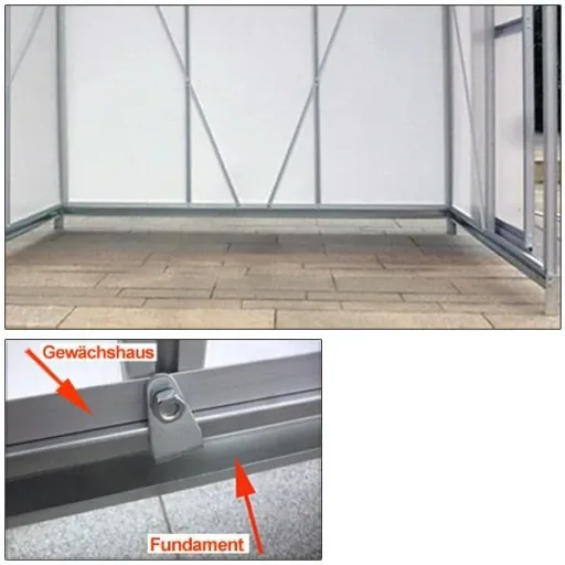 Aluminium-Gewächshaus 7,6 m³ mit Fundament
