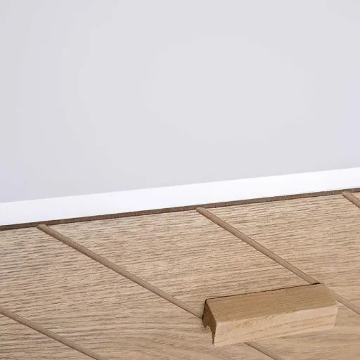 Nachttisch Nachtkommode Flurkommode mit 4 Schubladen Holz weiß+natur 40 x 30 x 75 cm