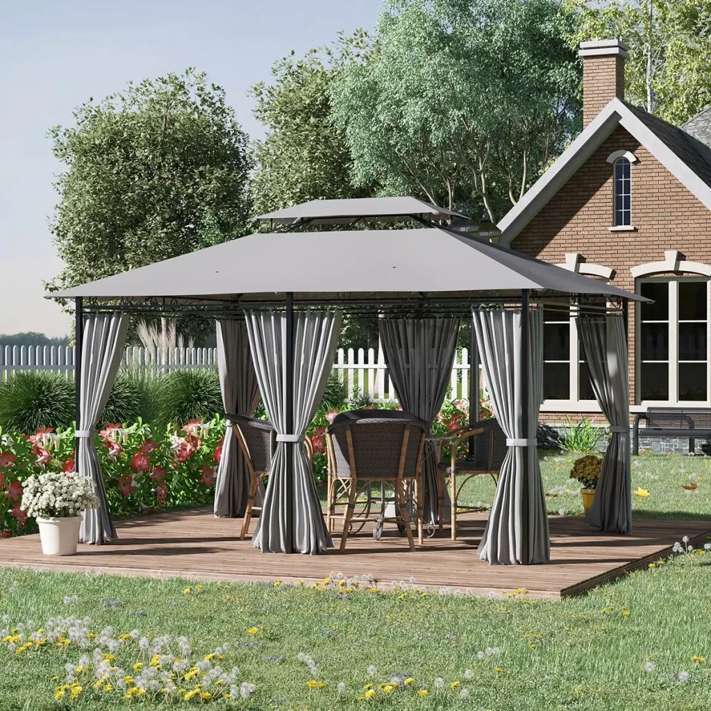 Gartenpavillon - Doppeldach - Dunkelgrau - 3 x 4 x 2,65 m