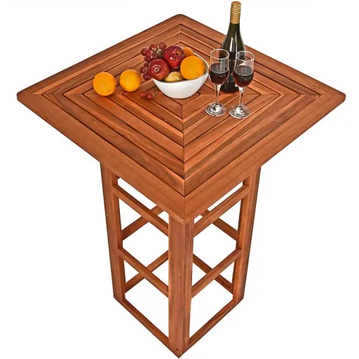Stehtisch aus Akazienholz 75x75x110cm mit Schirmloch