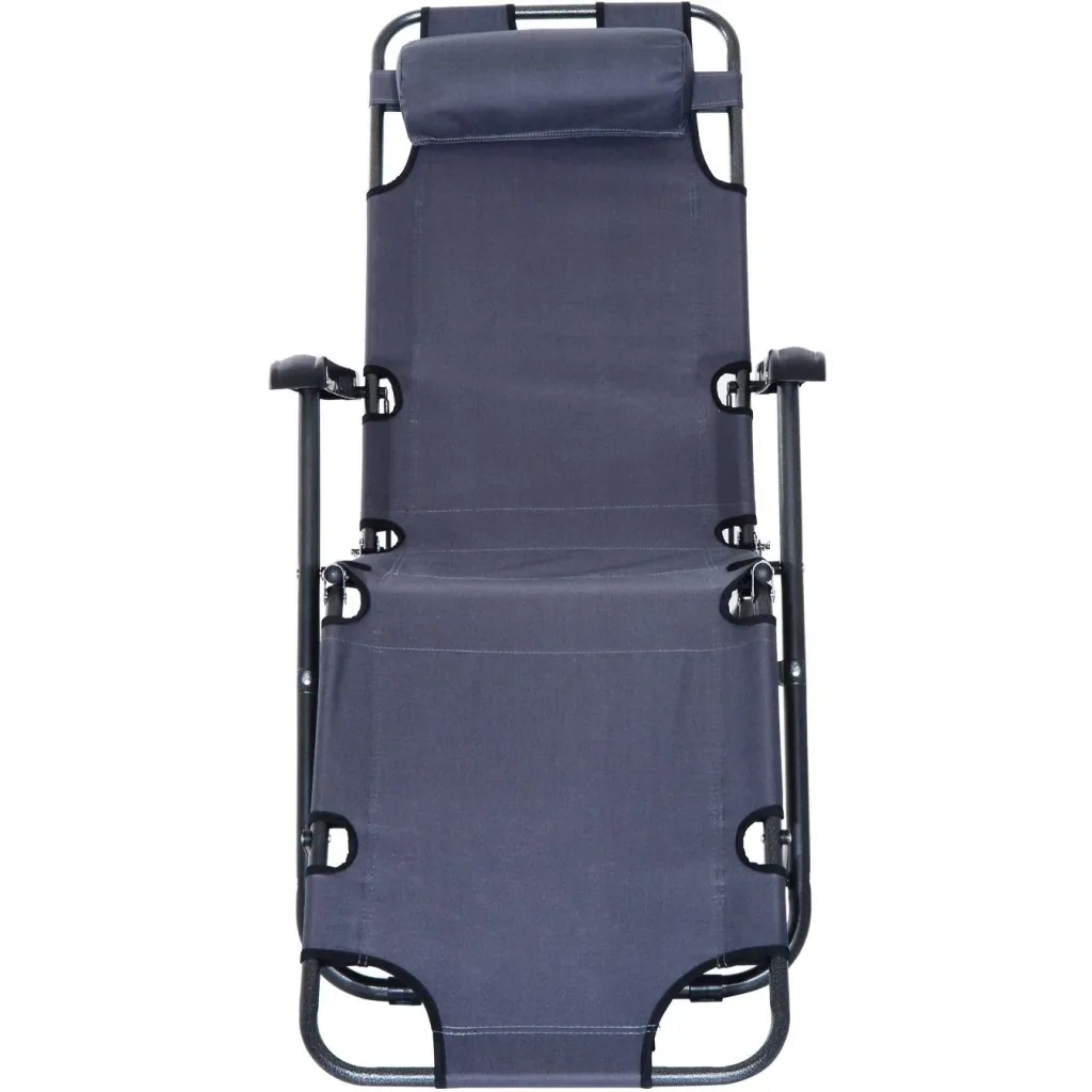 Sonnenliege Strandliege Gartenliege Relaxliege klappbar mit Kissen Strand Metall + Oxfordstoff Grau 135 x 60 x 89 cm