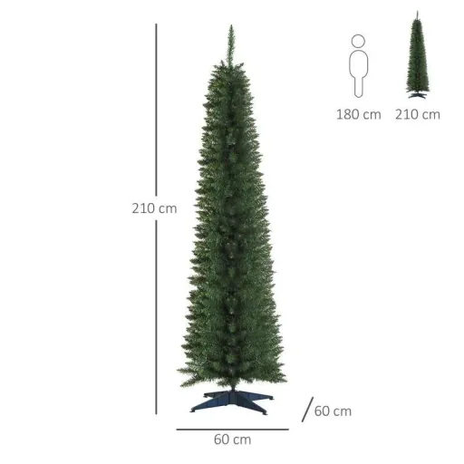 Weihnachtsbaum Tannenbaum mit Kunststoffständer 499 Spitzen PVC Grün Ø60 x 210 cm