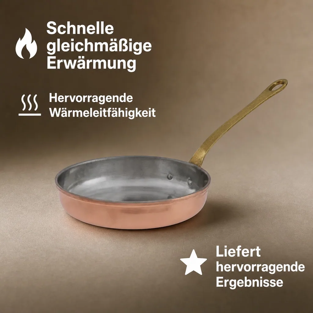 Bratpfanne, Kupferpfanne - aus Kupfer und Messing, 16cm