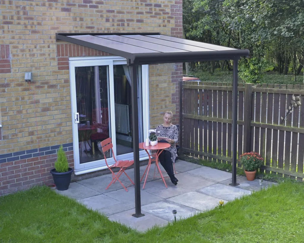Palram Terrassenüberdachung Sierra 224,5×228×300 cm Grau – Aluminium mit Polycarbonat-Dach