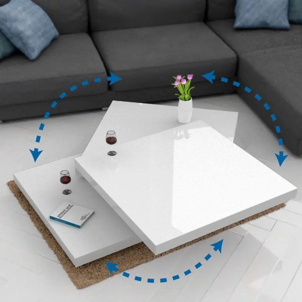 Couchtisch weiß | 3 Schichten | 360° dr