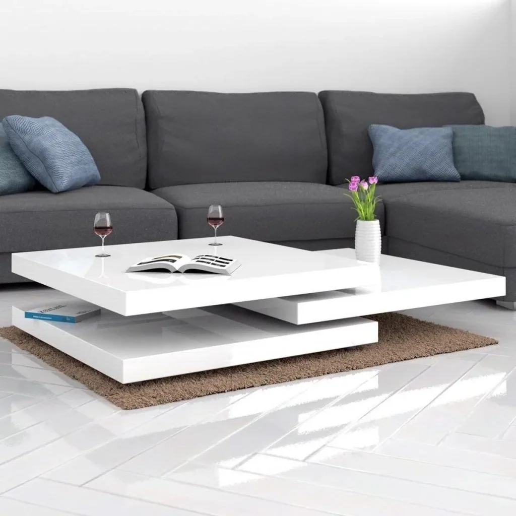Couchtisch weiß | 3 Schichten | 360° dr