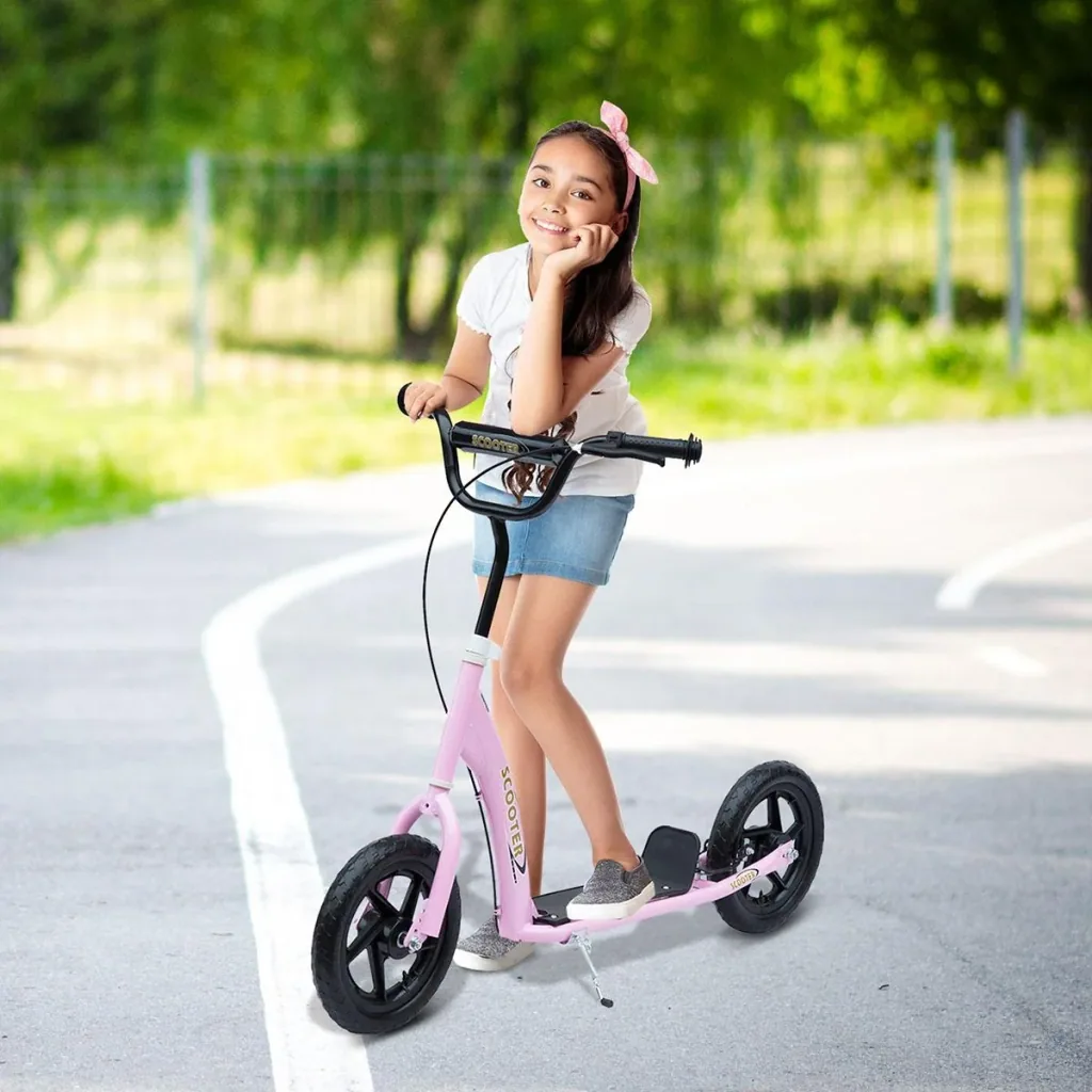 Kinderroller Scooter Tretroller Cityroller Kinder Roller Kickboard 12 Zoll Rosa 120 x 52 x 80-88 cm