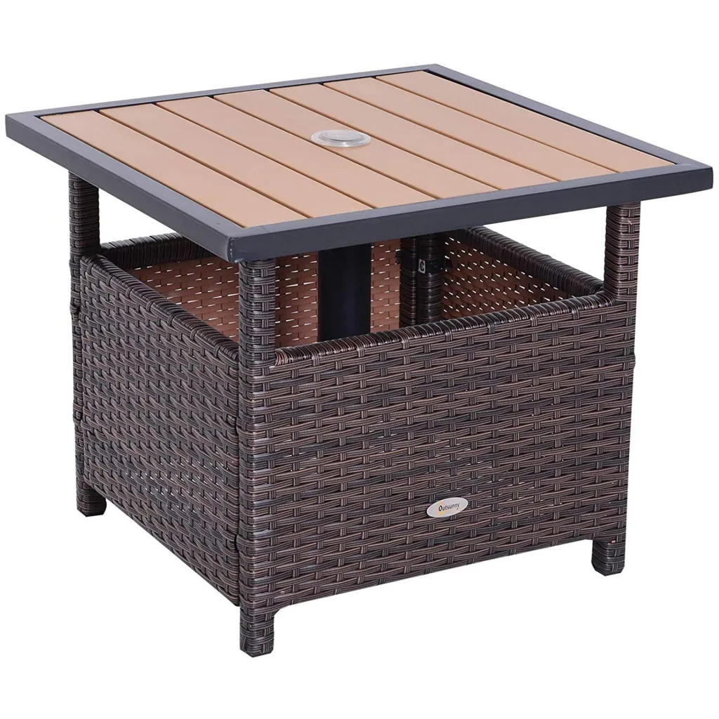 Polyrattan Beistelltisch Gartentisch für Sonnenschirm