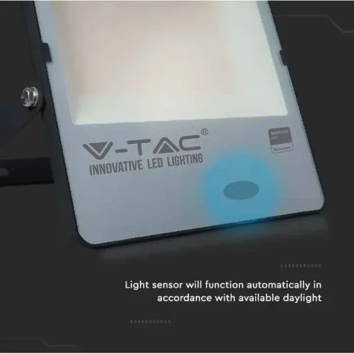 VT-167S LED-Flutlicht mit Tag/Nacht-Sensor - 150 W - 15000 Lm - 6500K - schwarz