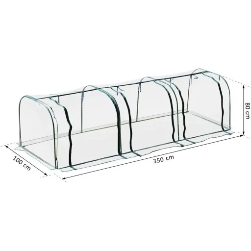 Folientunnel mit 3 Türen transparent/dunkelgrün