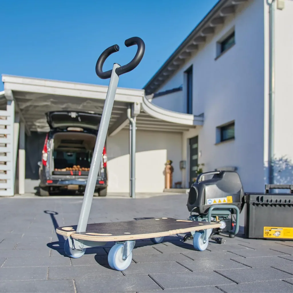 Transporthilfe MM 1187, 80 x 40 x 14,5 cm, softe Rollen Ø 100 mm, Rollenlager, Multiplex FSC®, Tragkraft 300 kg
