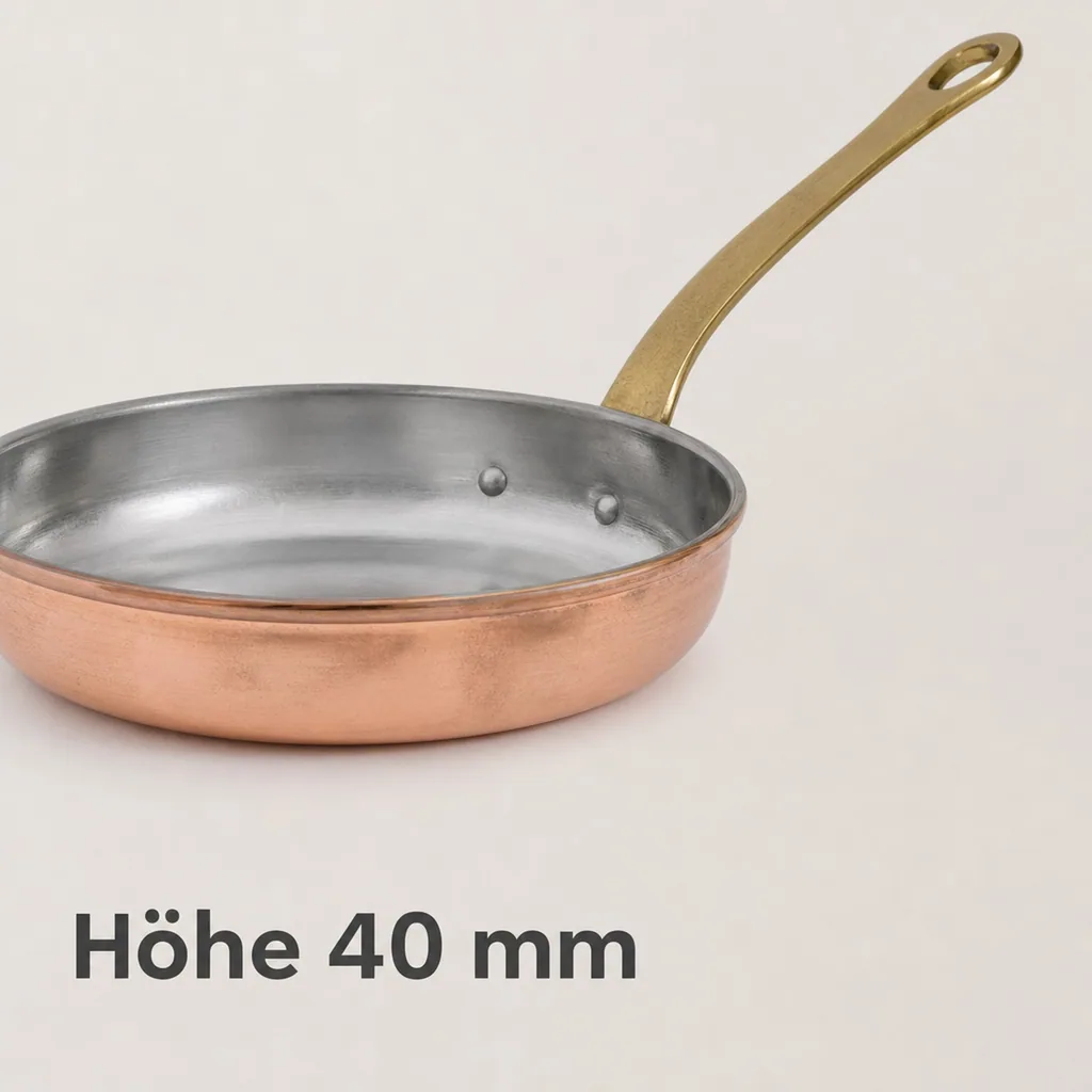 Bratpfanne, Kupferpfanne - aus Kupfer und Messing, 20cm