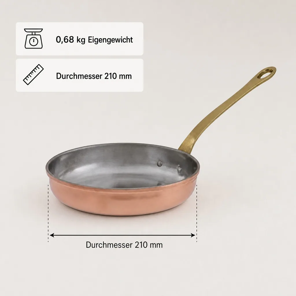 Bratpfanne, Kupferpfanne - aus Kupfer und Messing, 20cm