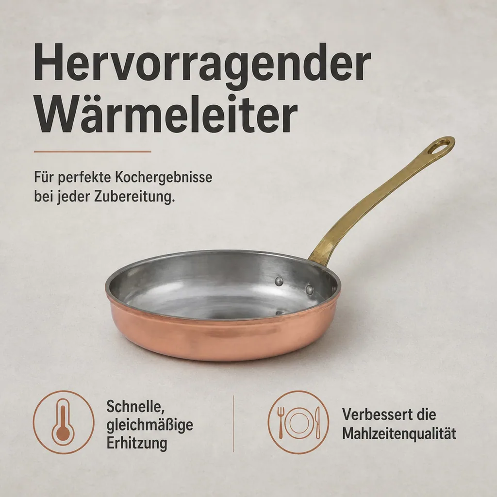 Bratpfanne, Kupferpfanne - aus Kupfer und Messing, 20cm