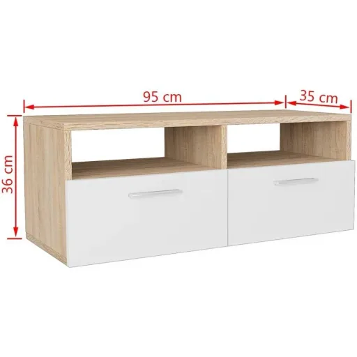 TV-Möbel 95x35x36 cm Spanplatte Eiche Farbe weiß 2 Stück