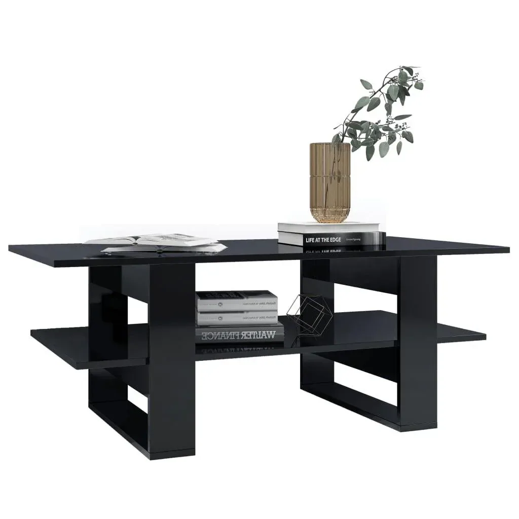 Couchtisch 110x55x42 cm Hochglanz schwarz Spanplatte