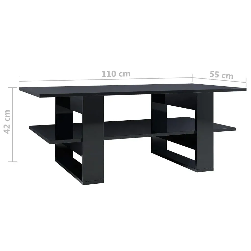 Couchtisch 110x55x42 cm Hochglanz schwarz Spanplatte
