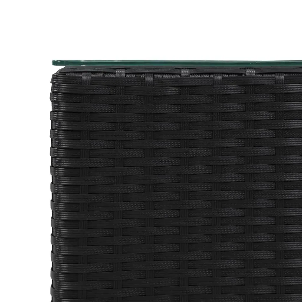 3-teiliges Beistelltisch-Set mit Glasplatte poly rattan schwarz