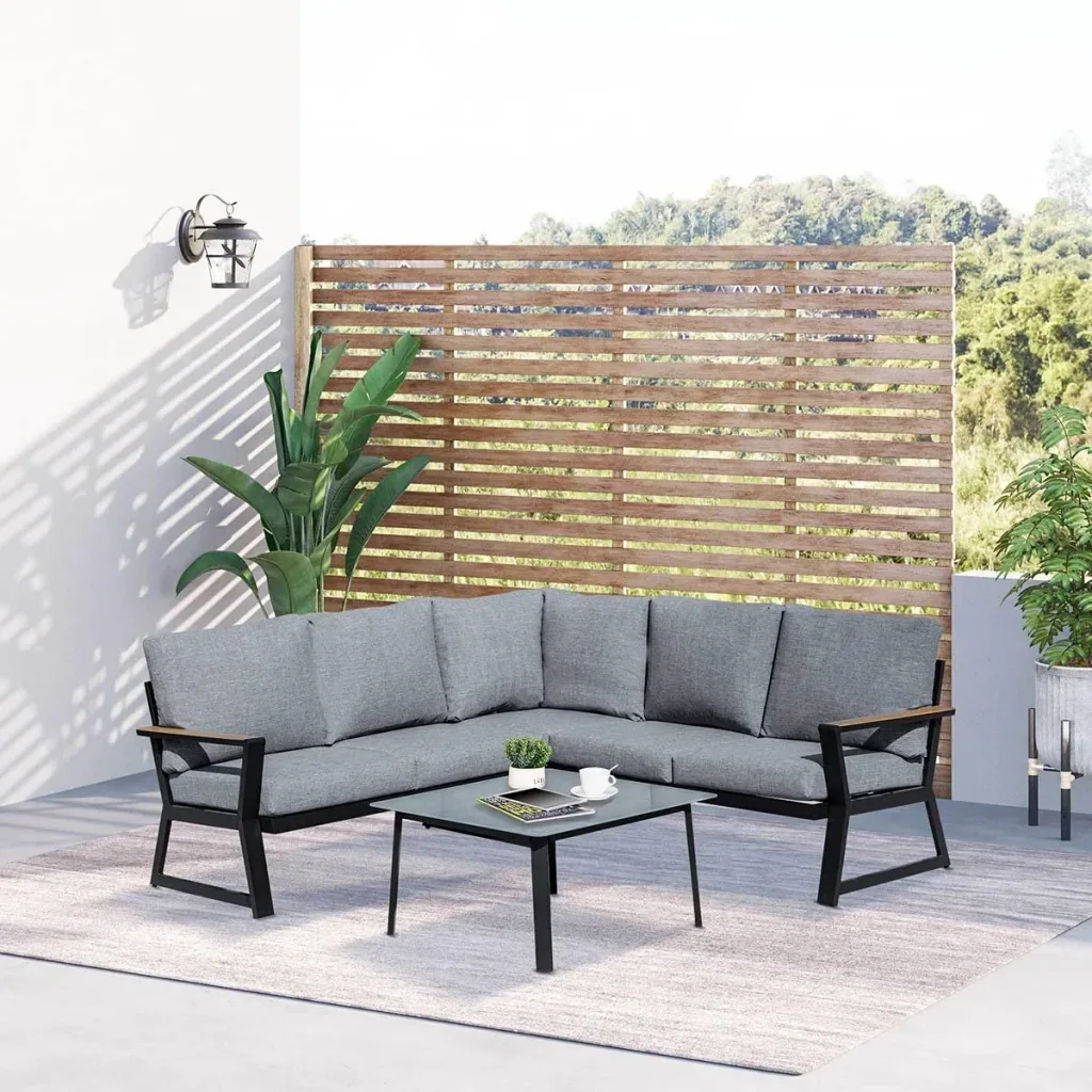 Garten-Lounge-Set - 3 Stück - Grau