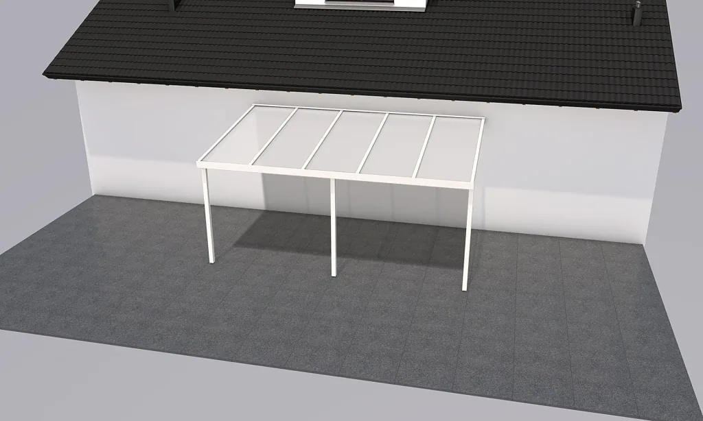 Terrassendach Premium, weiß, 5100 x 3060 mm - Polycarbonat Stegplatten 16 mm, opal