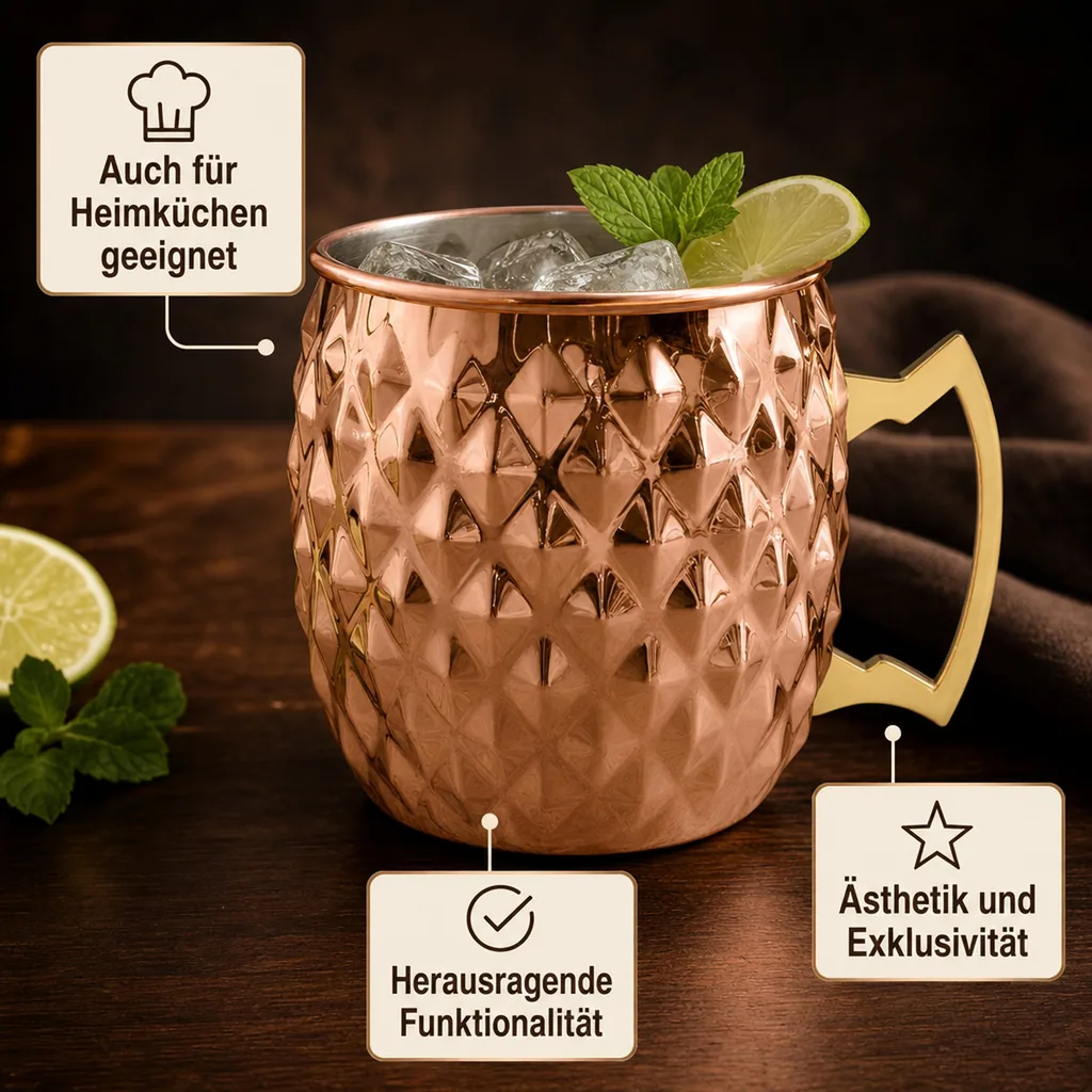 Becher, Tasse - Diamond Moscow Mule, Kupfer, 550 ml