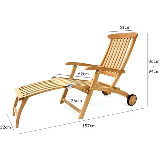 Girlande Liegestuhl Bari Teak - 160x61x79cm