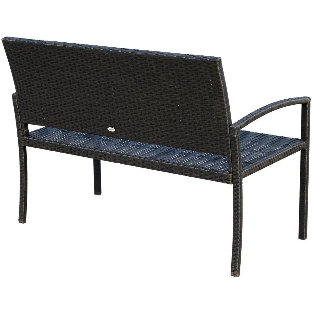 Polyrattan Gartenbank Sitzbank 2-Sitzer Stahl Schwarz