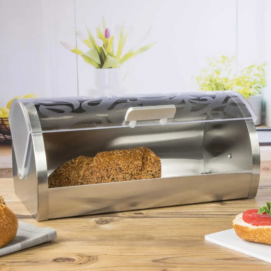 Brotkasten "Ranke" - Edelstahl mit Schiebedeckel 36 x 22 x 16,5 cm hoch