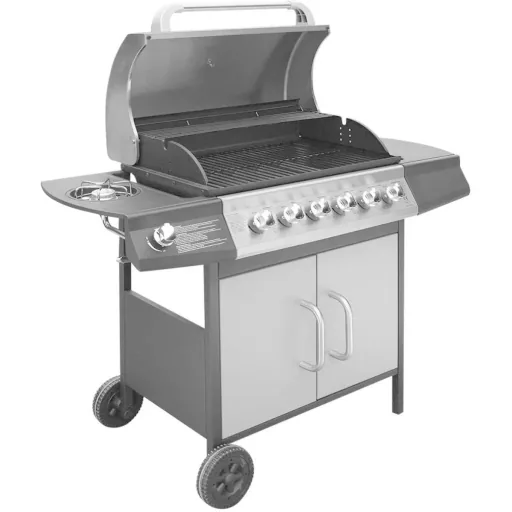 Gasgrill 6+1 Kochzone schwarz und silber