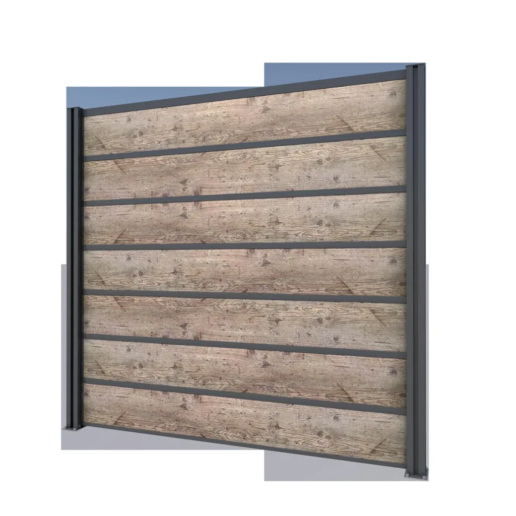 Sichtschutz Grundelement, anthrazit, 2,02 x 1,86 m, Schichtstoffplatten Holzoptik