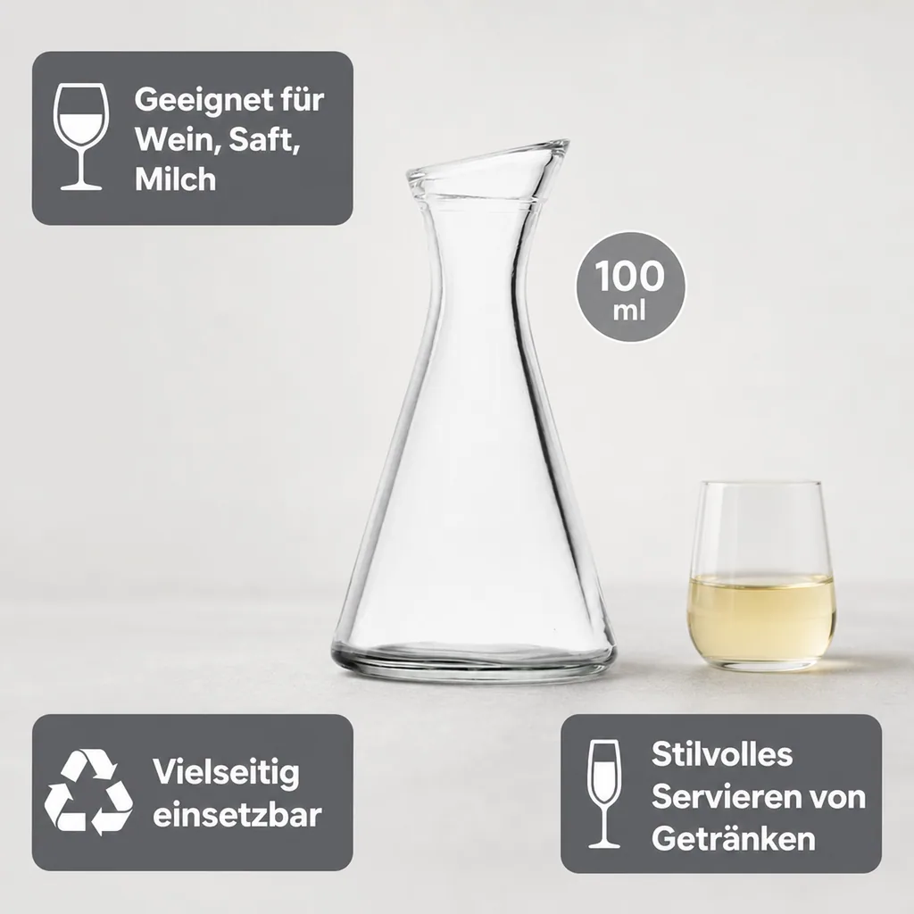 Wasserkaraffe, Glaskaraffe, Weinkaraffe - Pisa, 0,1 L