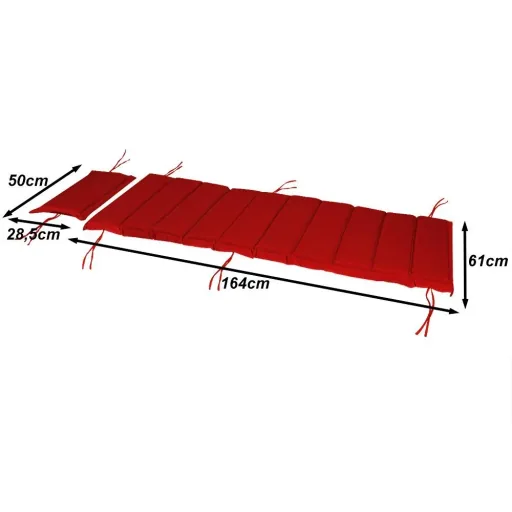 Gartenkissen - Für Liege - Mit Kopfstütze - 183x56x7cm - Rot
