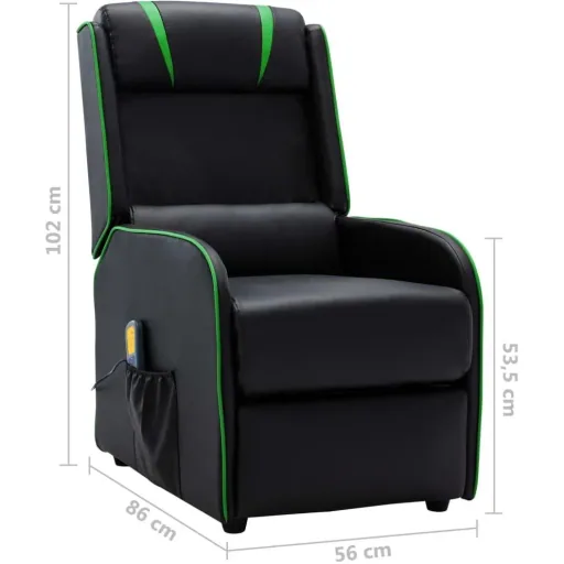 Massagesessel verstellbar Kunstleder schwarz und grün