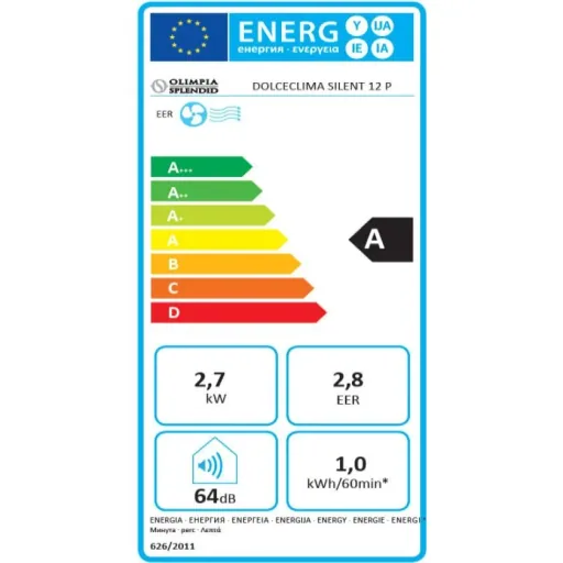 Olimpia Splendid Dolceclima Silent 12 P - Mobile Klimaanlage 12.000 BTU/h mit Freihandgebläse