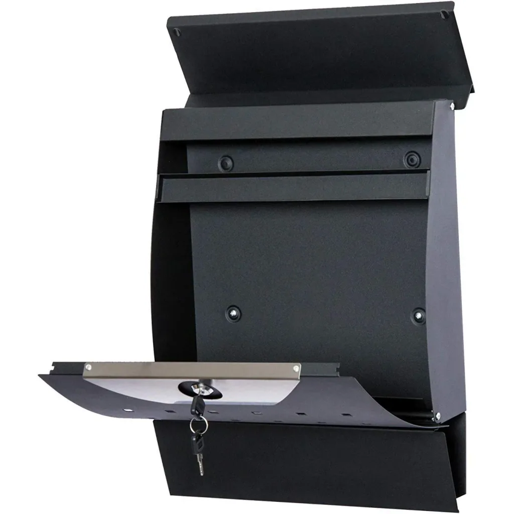 Briefkasten Postkasten mit Zeitungsfach abschließbar 2 Schlüssel Stahl Schwarz