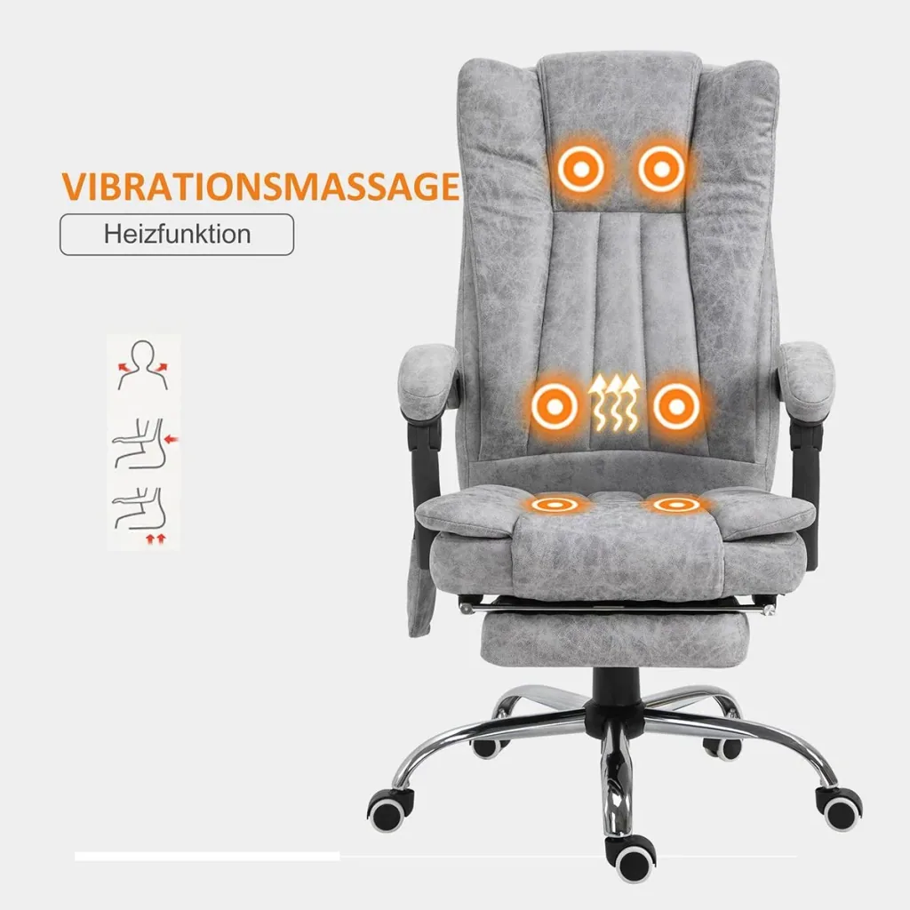 Bürostuhl mit Massage und Heizfunktion grau