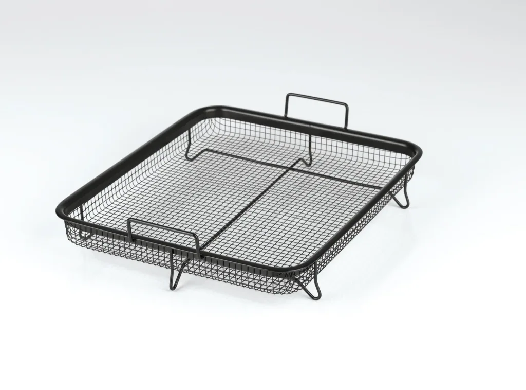 Heißluft-Grillkorb, XXL, antihaftbeschichtet, Schwarz, 33 x 28 x 5 cm