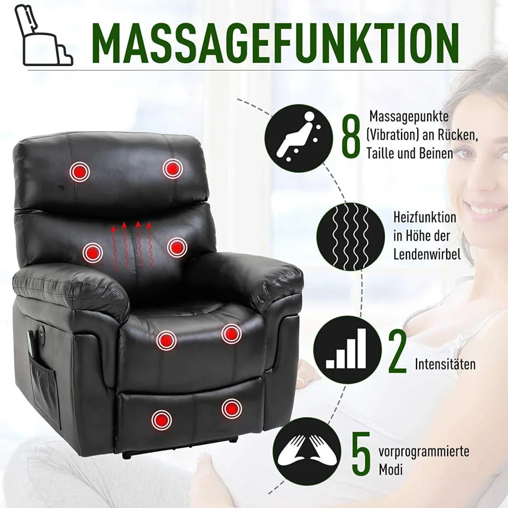 Massagesessel mit Wärme- und Liegefunktion