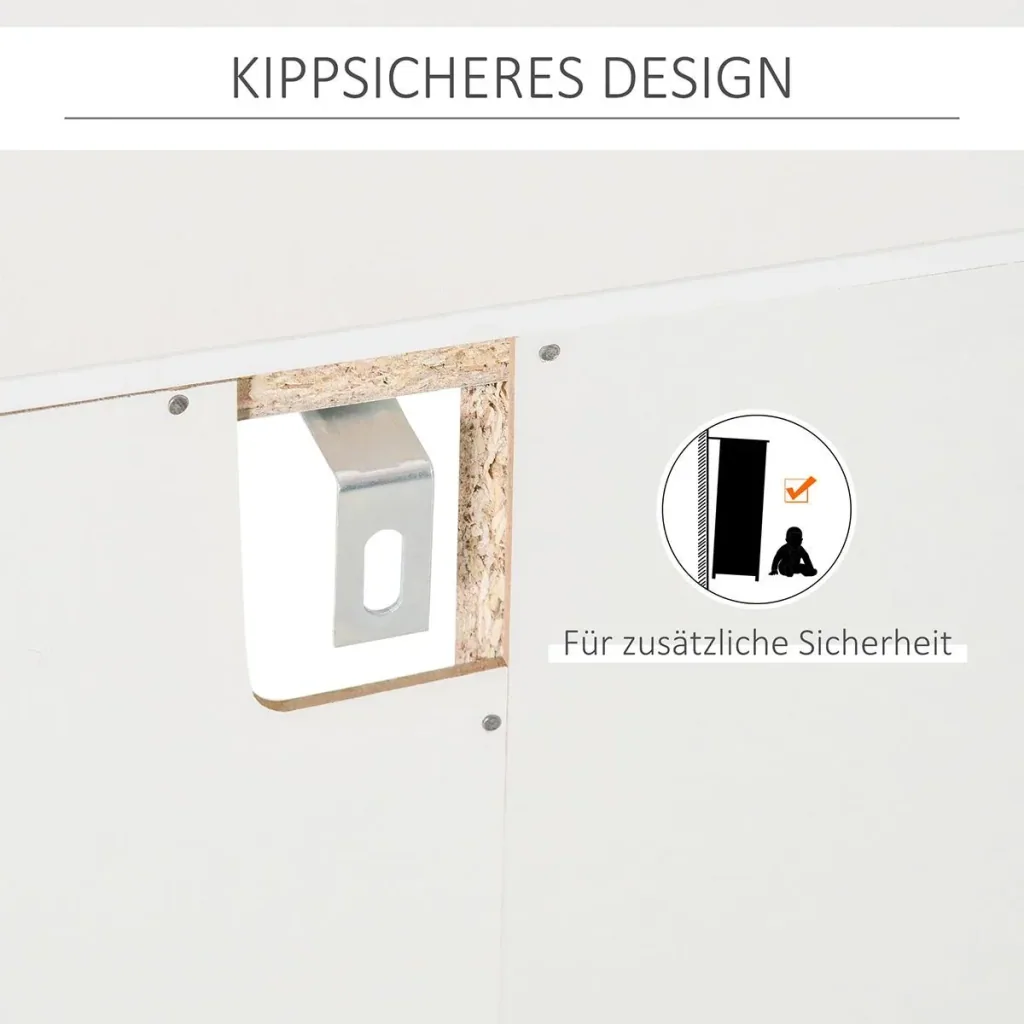 Weinschrank mit Glasvitrine und Weinglashalter Weiß