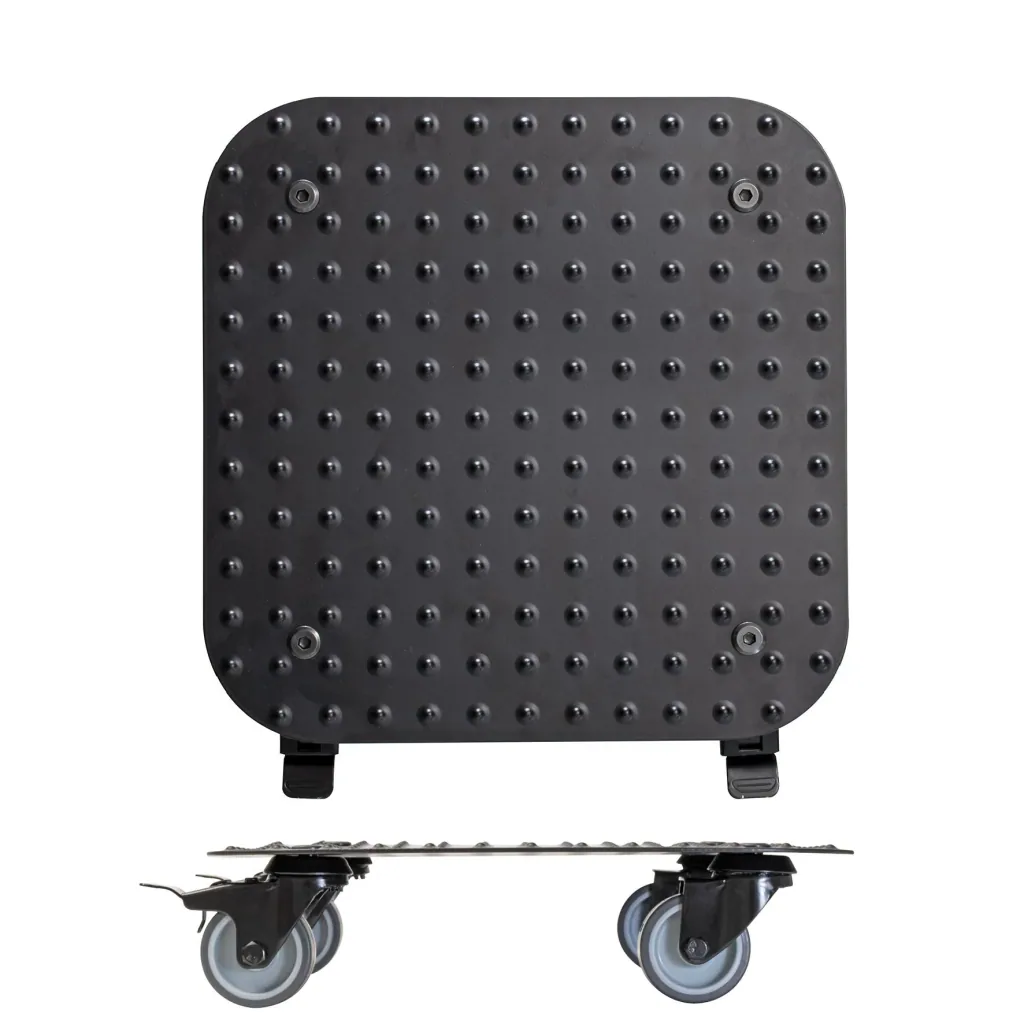 Multi Roller MR 7008, 29 x 29 x 7,5 cm, softe Rollen Ø 50 mm, Gleitlager, 2 Bremsen, Alu Riffelblech, Tragkraft 150 kg