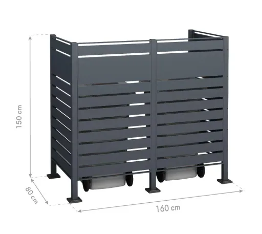 Mülltonnenverkleidung Planum 2er Box, 150 cm, antharzit