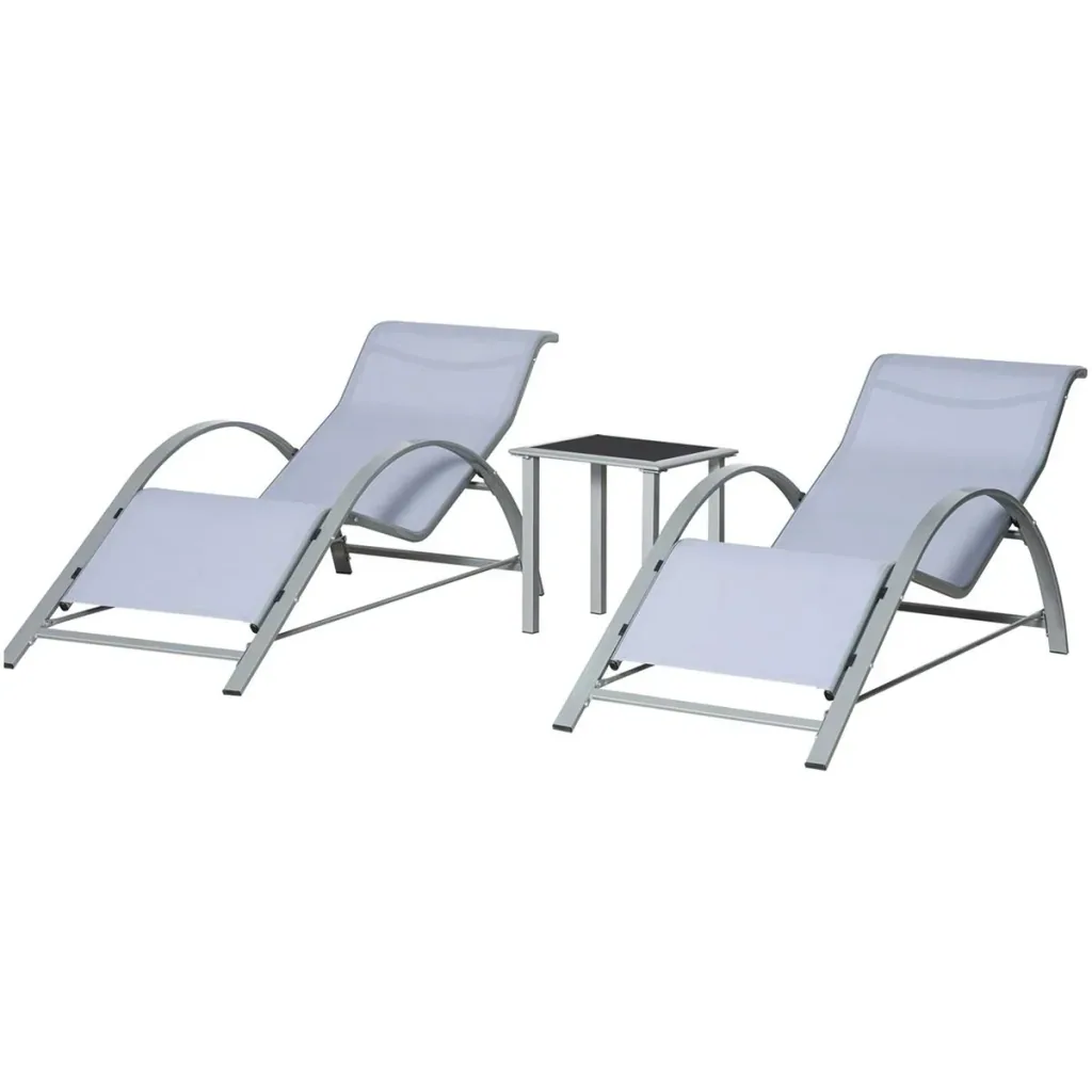 Gartenset 3-teilig - Liegestühle mit Beistelltisch - Grau