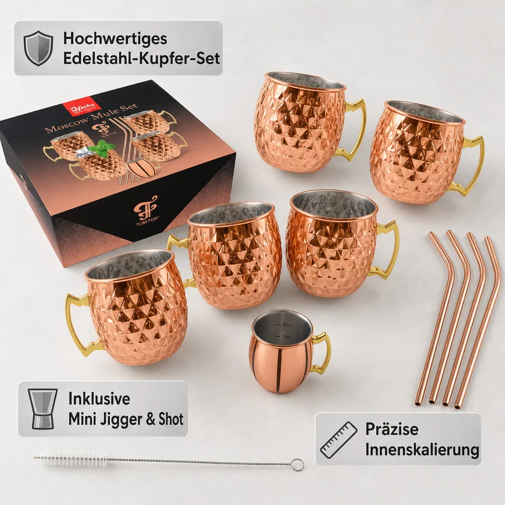 Diamond Moscow Mule Becher Set Kupfer