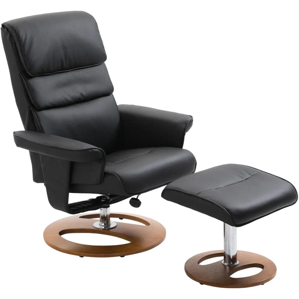 Relaxsessel mit Hocker Fernsehsessel Polstersessel 360° drehbar 120° neigbar PU-Bezug Holzfuß