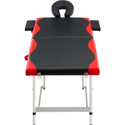 Klappbarer Massagetisch 2 Zonen Aluminium, schwarz und rot