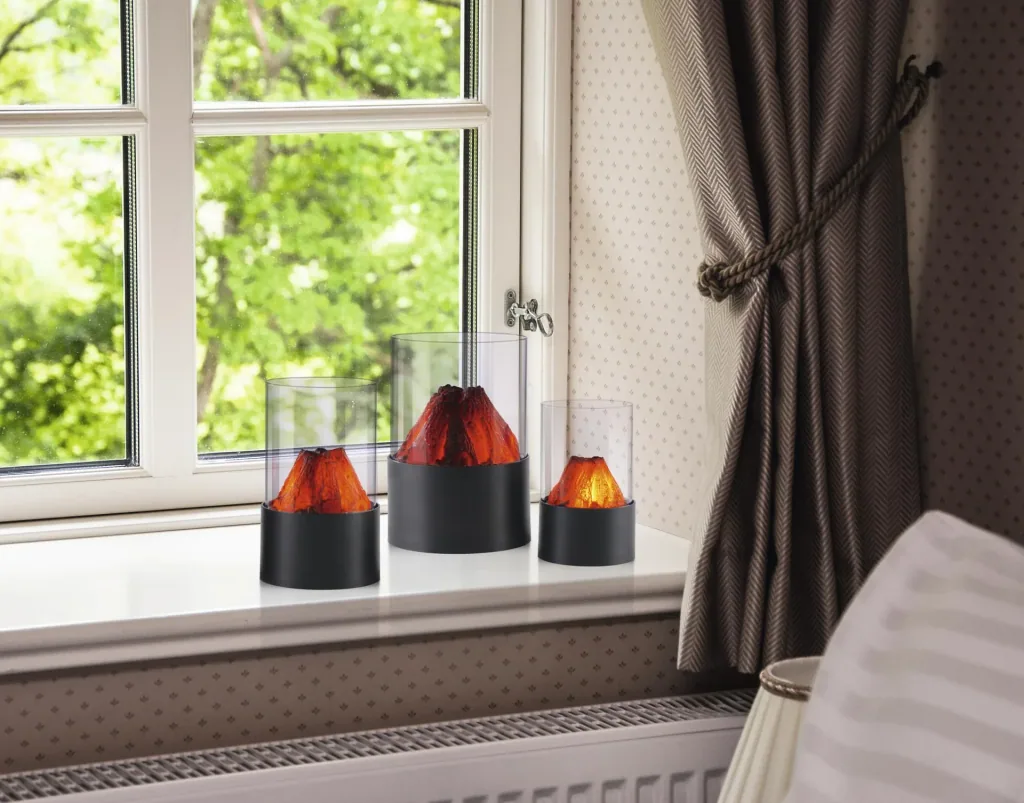 LED Licht mit Kaminfeuer-Effekt - im 3er Set