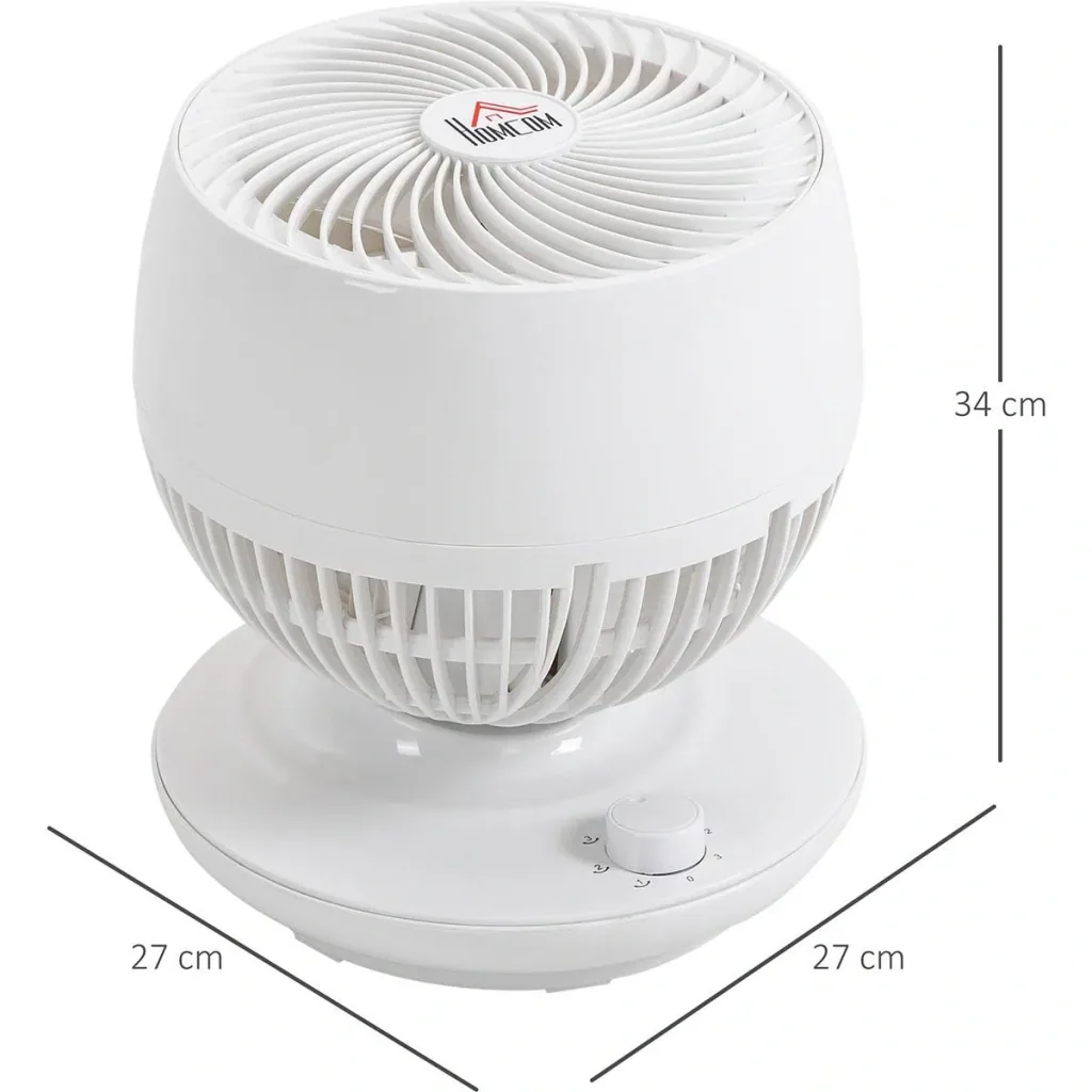 Tischventilator Umluftventilator 90° Kippfunktion 70° Oszillation 3 Geschwindigkeiten ABS Kunststoff l Ø27 x 34H cm