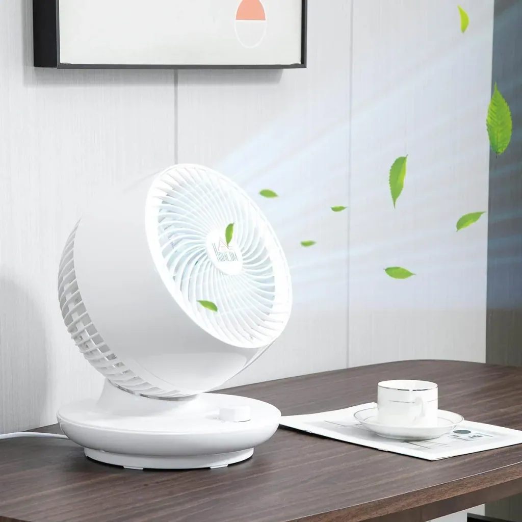 Tischventilator Umluftventilator 90° Kippfunktion 70° Oszillation 3 Geschwindigkeiten ABS Kunststoff l Ø27 x 34H cm