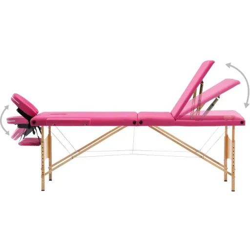 Klappbarer Massagetisch 3 Zonen Holz rosa