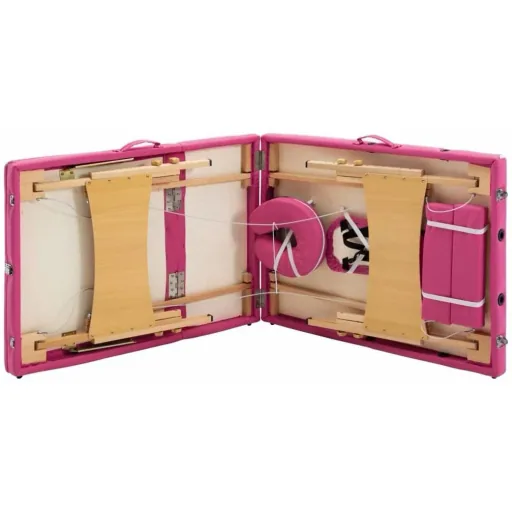 Klappbarer Massagetisch 3 Zonen Holz rosa